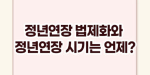 정년연장 법제화와 정년연장 시기는 언제?