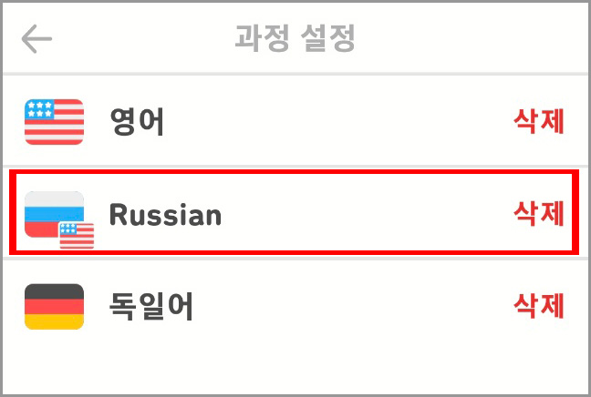 듀오링고 과정 설정