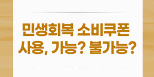 민생회복 소비쿠폰 사용, 가능? 불가능?
