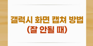 삼성 갤럭시 화면캡처 방법(캡처가 잘 안될 때)