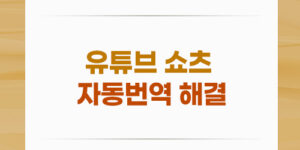 유튜브 쇼츠 자동번역 완벽 해결